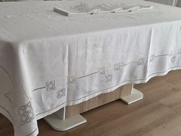 DG of OG - Tafelkleed (9) - 235 cm - 172 cm - Tafelkleed, Antiek en Kunst, Antiek | Kleden en Textiel