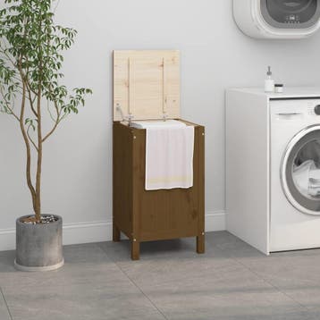 vidaXL Wasmand 44x44x76 cm massief grenenhout honingbruin, Tuin en Terras, Droogmolens en Wasrekken, Verzenden, Nieuw