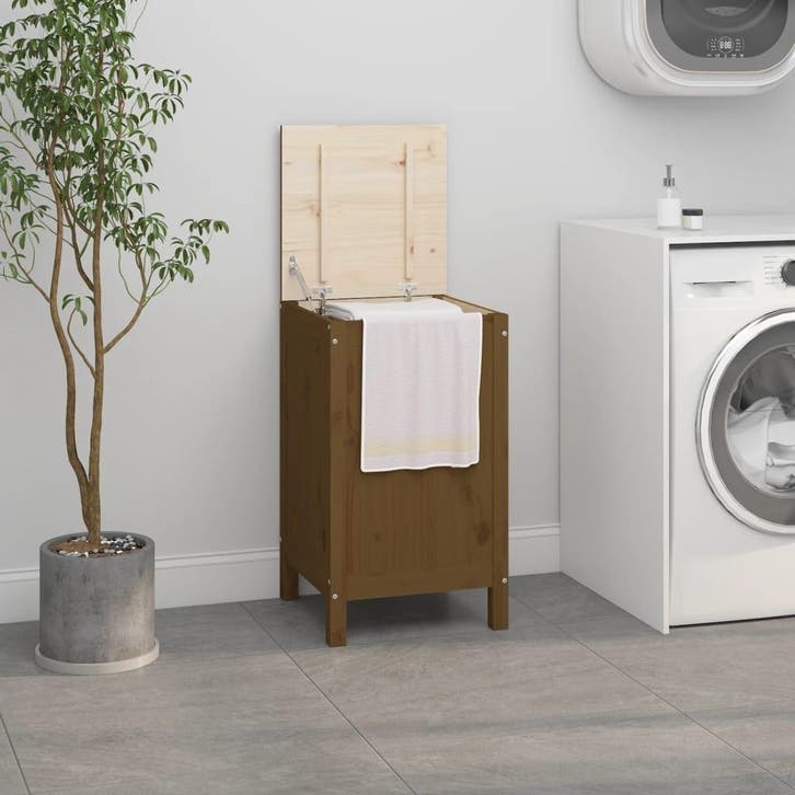vidaXL Wasmand 44x44x76 cm massief grenenhout honingbruin, Tuin en Terras, Droogmolens en Wasrekken, Nieuw, Verzenden
