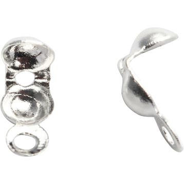 Kalot, L: 8 mm, d 3 mm, verzilverd, 20 stuk/ 1 doos, Hobby en Vrije tijd, Kralen en Sieraden maken, Nieuw