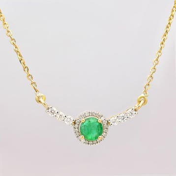 Halsketting - 18 karaat Geel goud - 0.61ct. tw. Smaragd -, Nieuw