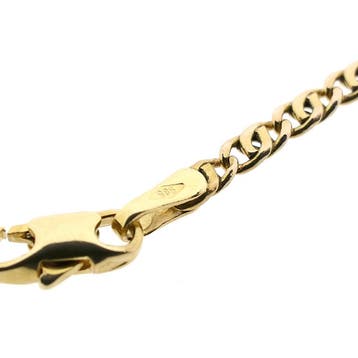Gouden valkenoog schakelketting | 47 cm, Sieraden, Tassen en Uiterlijk, Kettingen, Ophalen of Verzenden, Gebruikt, Goud, Goud