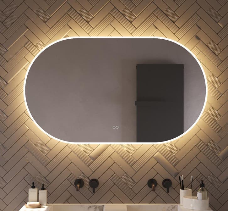 Trendy ovale spiegel met verlichting, verwarming dimfunctie, Huis en Inrichting, Badkamer | Badkamermeubels, Minder dan 25 cm