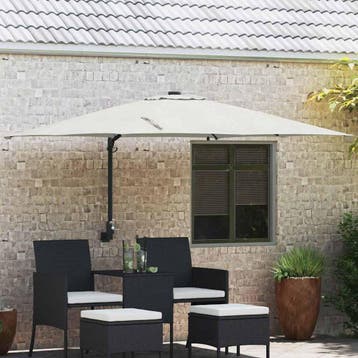 vidaXL Tuinparasol Zand 248,5 x 247,5 x 160 cm Polyester en, Verzenden, Nieuw, 2 tot 3 meter