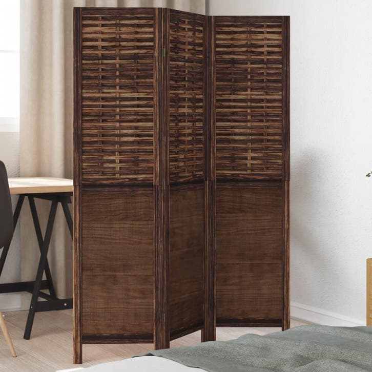 vidaXL Kamerscherm met 3 panelen massief paulowniahout, Huis en Inrichting, Woonaccessoires | Kamerschermen, Nieuw, Verzenden