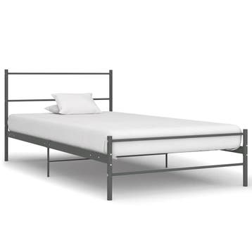 vidaXL Bedframe metaal grijs 100x200 cm, 100 cm, Eenpersoons, Verzenden, Nieuw