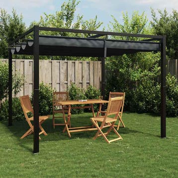 vidaXL Prieel met uittrekbaar dak 3x3 m staal, Verzenden, Nieuw