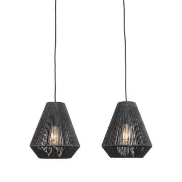 Hanglamp Ibiza | Zwart | Jute | 2-Lichts LABEL51, Verzenden, Nieuw in verpakking