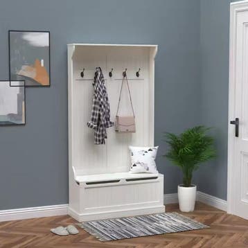 Kapstok met Bank – 3-in-1 Halmeubel met Opbergruimte en 5 Ha, Verzenden, Nieuw