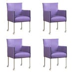 Set van 4 Leren eetkamerstoelen More - Toledo Lila, Ophalen of Verzenden, Nieuw, Leer, Vijf, Zes of meer stoelen
