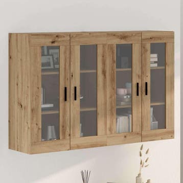 vidaXL Wandgemonteerde Kasten 2 st artisanaal eikenkleurig, Minder dan 50 cm, Verzenden, Nieuw, Minder dan 100 cm