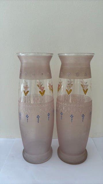 Balustervaas (2) - A Canne - Geblazen glas en matglas