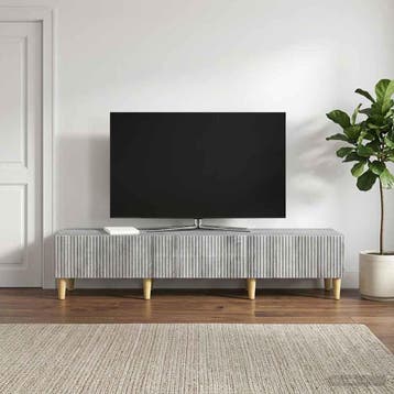 vidaXL TV-kast met lade Grijs sonoma 147 x 34,5 x 30 cm, Huis en Inrichting, Kasten | Televisiemeubels, Minder dan 50 cm, Verzenden