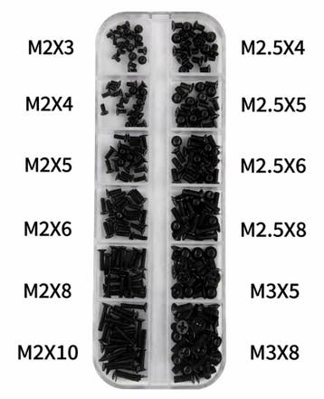 240-delige kruiskop boutjesset (M2, M2.5 en M3, zwart), Ophalen of Verzenden, Nieuw