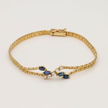 Armband - 18 karaat Geel goud Saffier - Diamant, Sieraden, Tassen en Uiterlijk, Nieuw