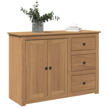 vidaXL Dressoir met lades Panama 112x40x80 cm massief, Verzenden, Nieuw, Grenenhout, Minder dan 50 cm