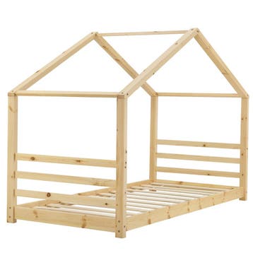 Kinderbed houten bed huisbed met bedbodem 90x200 hout, Verzenden, Nieuw