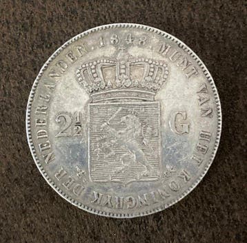 Nederland. Willem III. 2 1/2 Gulden 1848 (Zonder