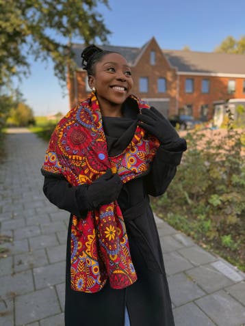 Warme Sjaal met Afrikaanse print Unisex - Rode Mandala Patch, Ophalen of Verzenden, Nieuw