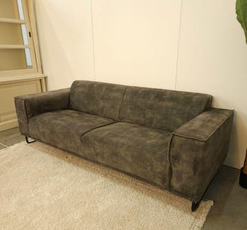 Loungebank groen velvet – tweedehands – 227 cm, Ophalen of Verzenden, Nieuw