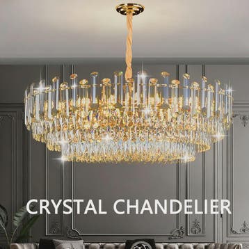 Luxe Gouden Kristallen Plafondlamp LED - 3 Kleuren Dimbaar -, Verzenden, Nieuw