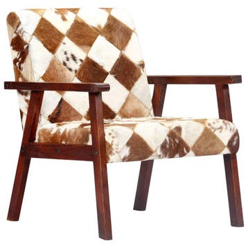 vidaXL Fauteuil echt geitenleer wit en bruin, Verzenden, Nieuw