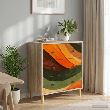 vidaXL Ladekast BONN Retro golfprint 66 x 36,5 x 75 cm, Verzenden, Nieuw