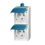 Busch Jaeger Ocean dubbele wandcontactdoos verticaal IP44, Ophalen of Verzenden, Nieuw