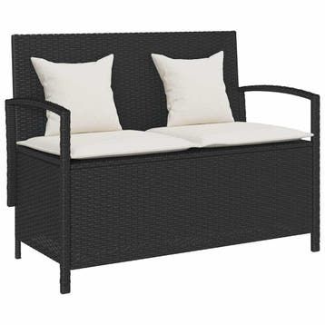 Poly Rattan Tuinbank zwart | Tweedekansje | OP=OP, Tuin en Terras, Ophalen of Verzenden, Nieuw, Rotan