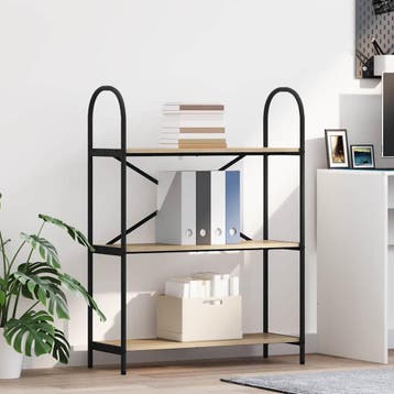 vidaXL Boekenkast 3-laags 80 x 30 x 109 cm Bewerkt hout, Huis en Inrichting, Kasten | Boekenkasten, Minder dan 50 cm, Verzenden