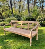 Stationsbank 190cm breed massief teakhout, Tuin en Terras, Ophalen of Verzenden, Nieuw, Hout
