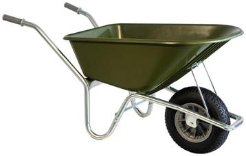 Klus-, Tuinkruiwagen 100L - Verzinkt - Olijfgroen, Tuin en Terras, Kruiwagens, Eenwielig, Hummer, Verzenden, Nieuw
