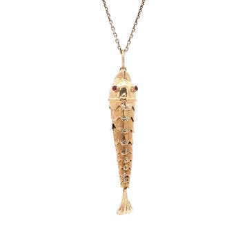 Gouden vintage vis hanger met robijn 14 kt, Ophalen of Verzenden, Nieuw