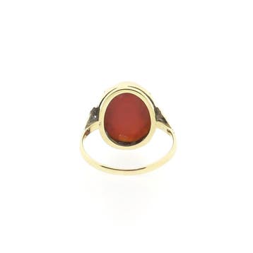 Gouden ring met carneool, Sieraden, Tassen en Uiterlijk, Ringen, 18 tot 19, Gebruikt, Ophalen of Verzenden, Met edelsteen