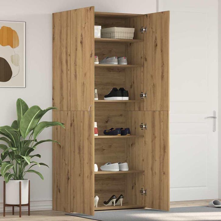 vidaXL Schoenenkast met plank Bruin 80 x 35.5 x 180 cm, Huis en Inrichting, Kasten | Schoenenrekken, Nieuw, Verzenden
