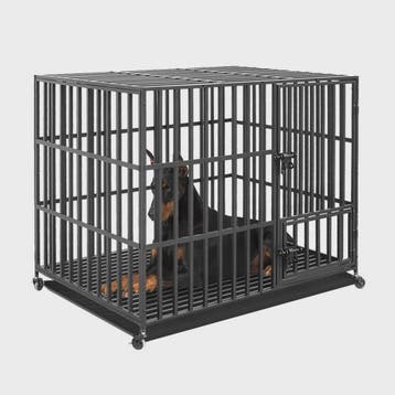 Robuuste Metalen Hondenkennel met 3 Deuren, Wielen en Uitnee, Dieren en Toebehoren, Verzenden, Nieuw