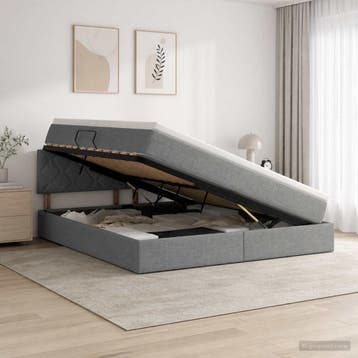 vidaXL Opbergbed met matras Donkergrijs 160 x 200 cm fluweel, Verzenden, Nieuw, Tweepersoons