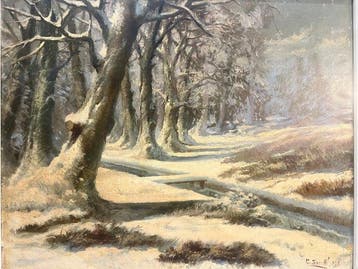 Scuola italiana (XIX-XX), firmato Secchi - Bosco innevato