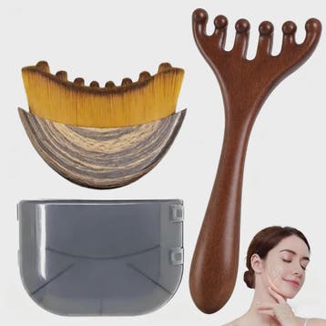Gezichtsborstel & Houten Meridian Massage Kam: Lymfatische D, Verzenden, Nieuw