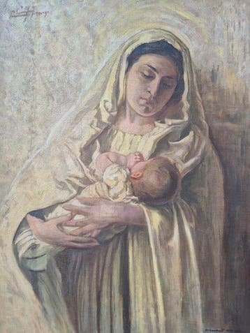 Europese school (XX) - Madonna mit Kind