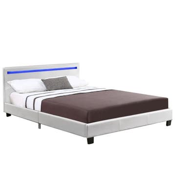 Gestoffeerd bed Verona - 120 x 200 cm - Wit - LED verlichtin, Verzenden, Nieuw