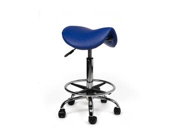 Zadelkruk Blauw - Standaard zithoogte met Voetsteun, In hoogte verstelbaar, Nieuw, Kunststof