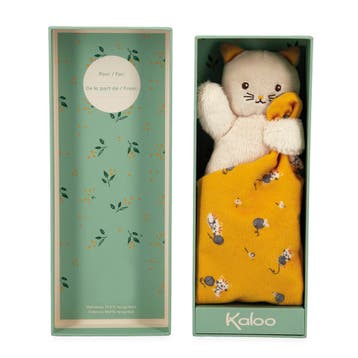 Kaloo knuffeldoek poes geel - pluch van €15,99 voor €7,99, Ophalen of Verzenden, Nieuw