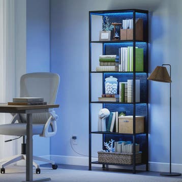 Industriële Boekenkast met 7-kleuren LED Verlichting - Zwart, Huis en Inrichting, Verzenden, Nieuw