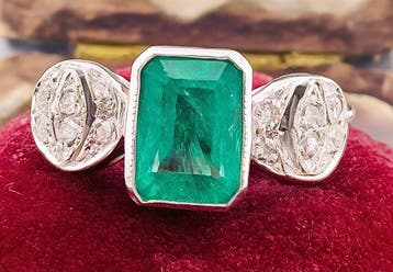 Ring Platina Smaragd - Diamant, Nieuw