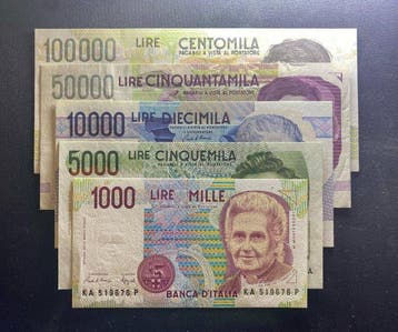 Italië. - 1000, 5000, 10000, 50000, 100000 Lire - various