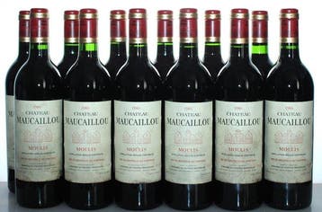 1986 Château Maucaillou - Moulis - 12 Flessen (0.75 liter), Verzamelen, Nieuw