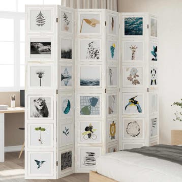 vidaXL Kamerscherm met 6 panelen massief paulowniahout wit, Huis en Inrichting, Woonaccessoires | Kamerschermen, Verzenden, Nieuw