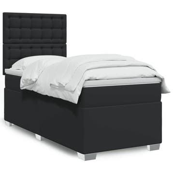 vidaXL Boxspring met matras kunstleer zwart Single, Verzenden, Nieuw, Zwart, Stof
