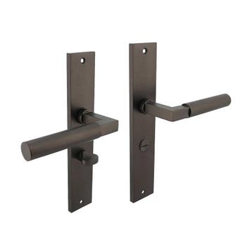 Deurklink Bau-Stil op schild WC slot 63mm antraciet grijs..., Ophalen of Verzenden, Nieuw, Overige materialen, Klink of Kruk